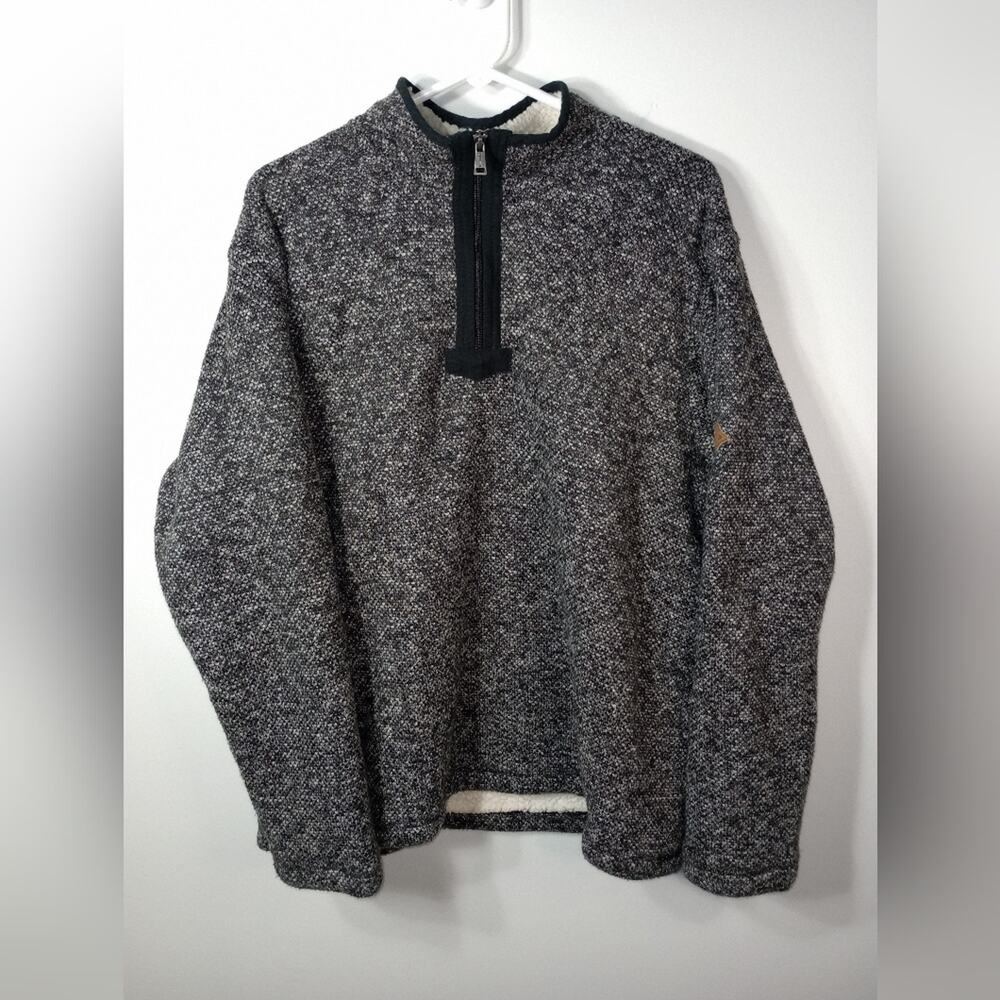 Orvis Sherpa Lined 1/4 Zip Pullover Sweater Gray Large